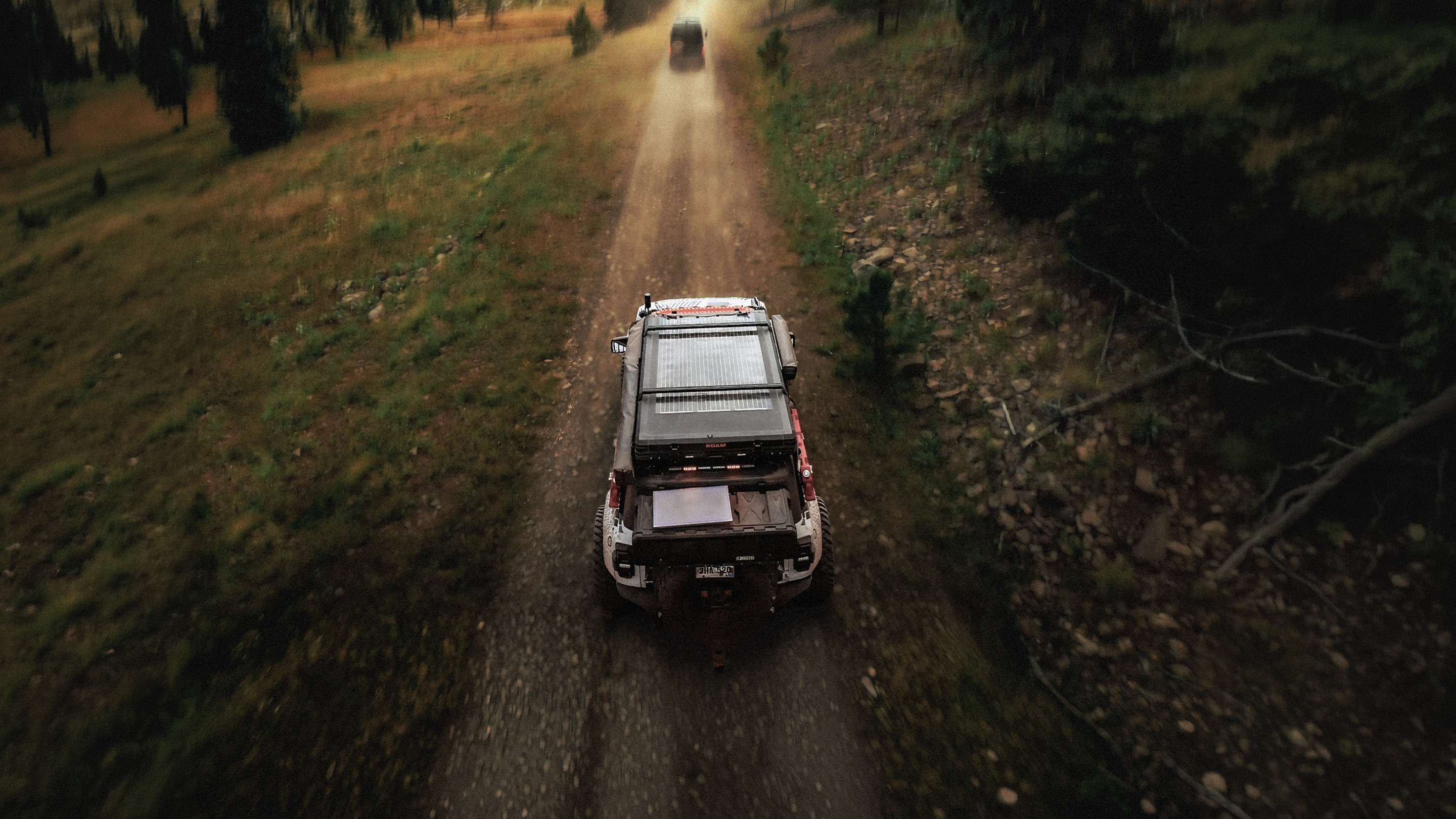 TRIO Roof Mount on truck driving on dirt road